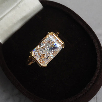 S925 Silver Plated Inlaid 7 11mm Rectangular Ice Flower Cut Ring