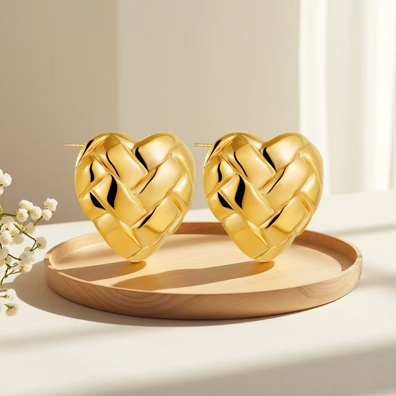 European And American Geometric Irregular Striped Stud Earrings Niche Design