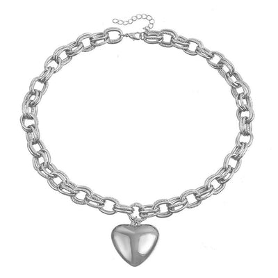 Hollow Thick O-shaped Chain Love Pendant Necklace