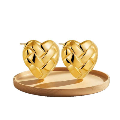 European And American Geometric Irregular Striped Stud Earrings Niche Design
