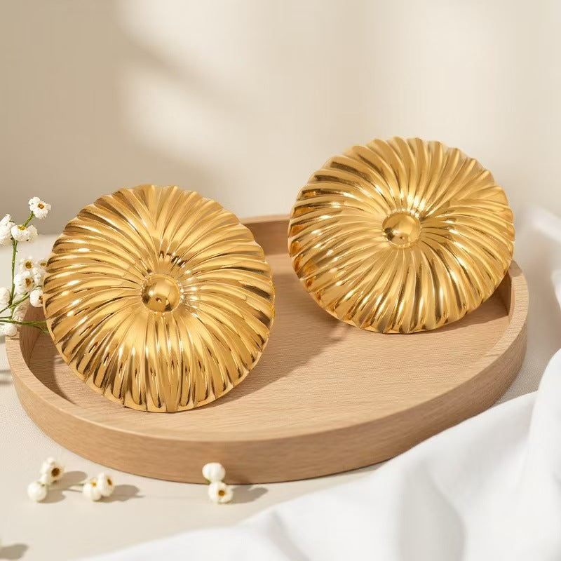 European And American Geometric Irregular Striped Stud Earrings Niche Design